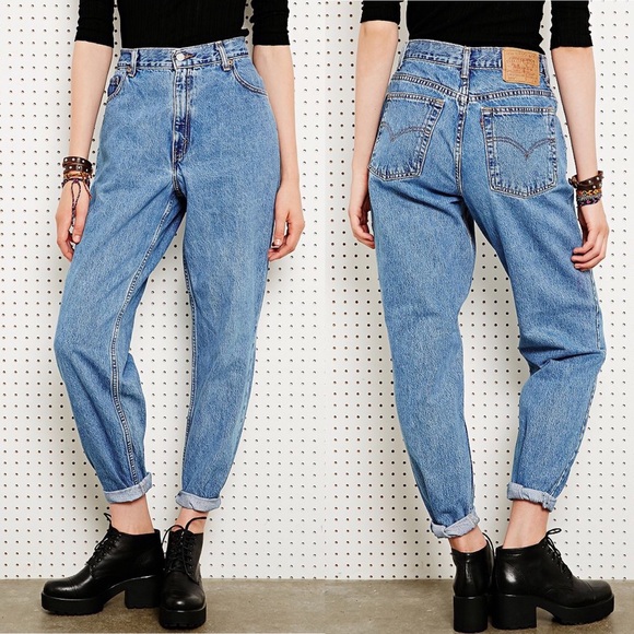 high waisted tapered leg mom jeans